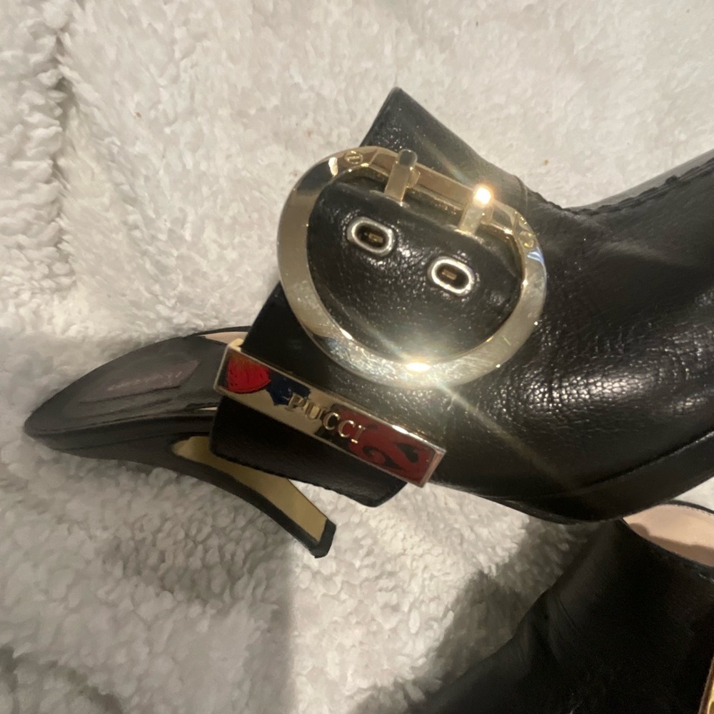 Emilio Pucci Black Mules with Gold Accent Size 39’1/2 - Picture 4 of 6